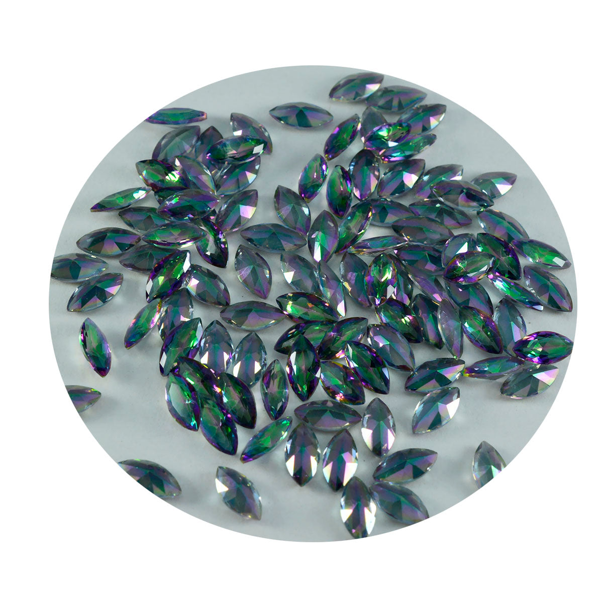 riyogems 1pc quartz mystique multicolore à facettes 3x6 mm forme marquise pierre précieuse de superbe qualité