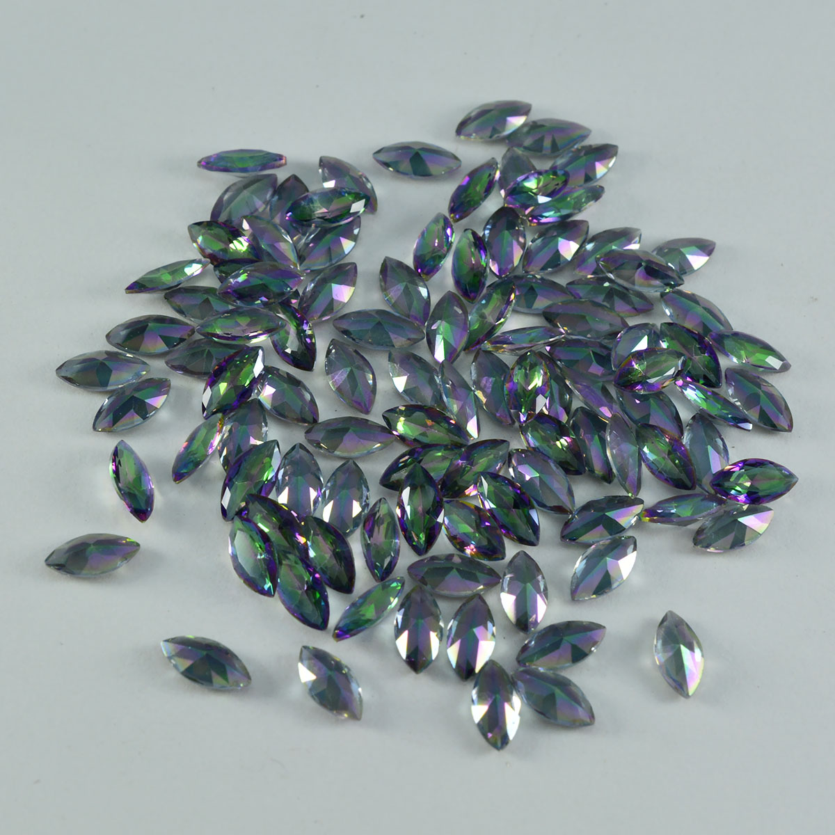 riyogems 1pc quartz mystique multicolore à facettes 3x6 mm forme marquise pierre précieuse de superbe qualité