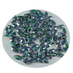 Riyogems 1 pièce de quartz mystique multicolore à facettes 4x8mm en forme de marquise, gemme en vrac de qualité impressionnante