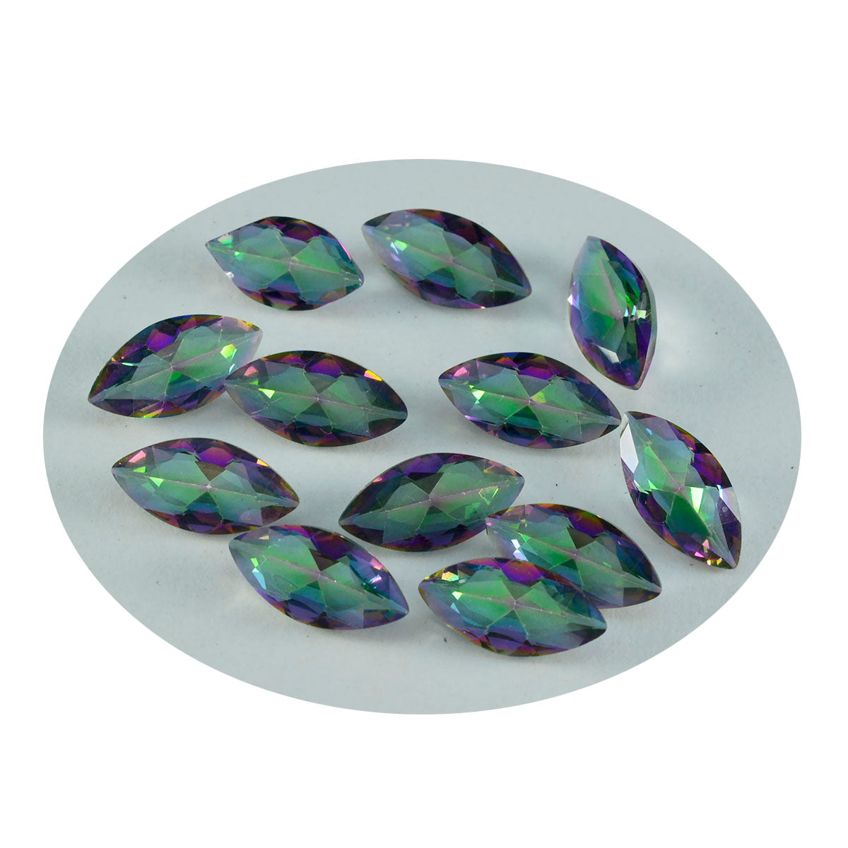 Riyogems 1pc quartz mystique multicolore à facettes 5x10mm forme marquise beauté qualité pierres précieuses en vrac