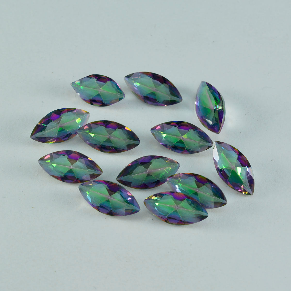 Riyogems 1pc quartz mystique multicolore à facettes 5x10mm forme marquise beauté qualité pierres précieuses en vrac