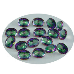 Riyogems 1 pièce de quartz mystique multicolore à facettes 5x7mm forme ovale bonne qualité pierre en vrac