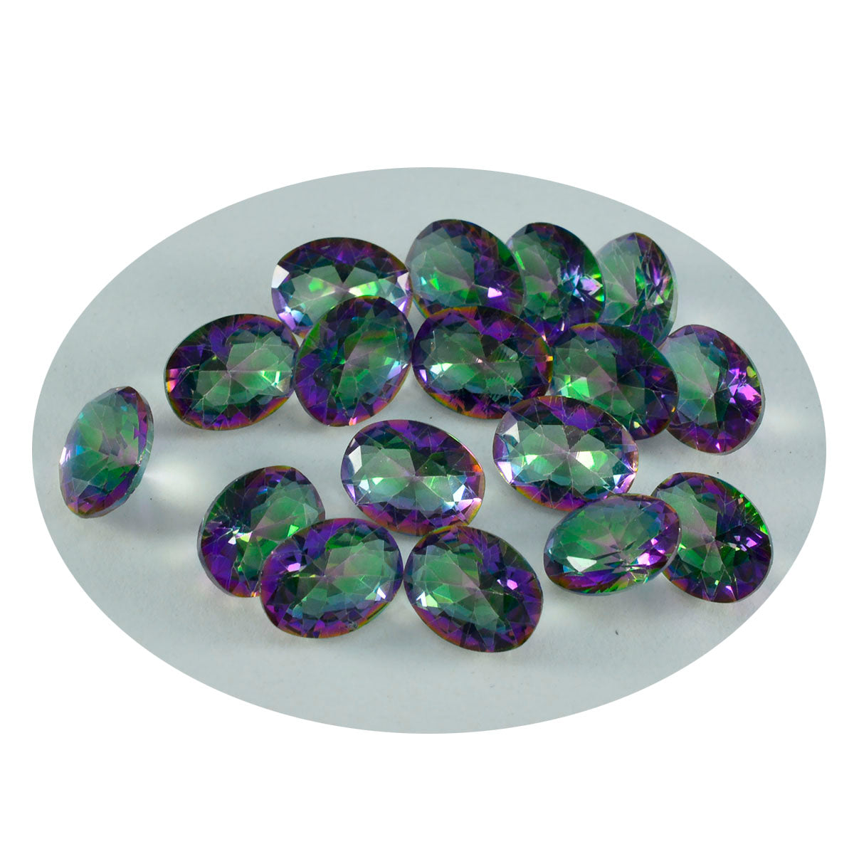 Riyogems 1pc quartz mystique multicolore à facettes 6x8mm forme ovale belle qualité pierre précieuse en vrac