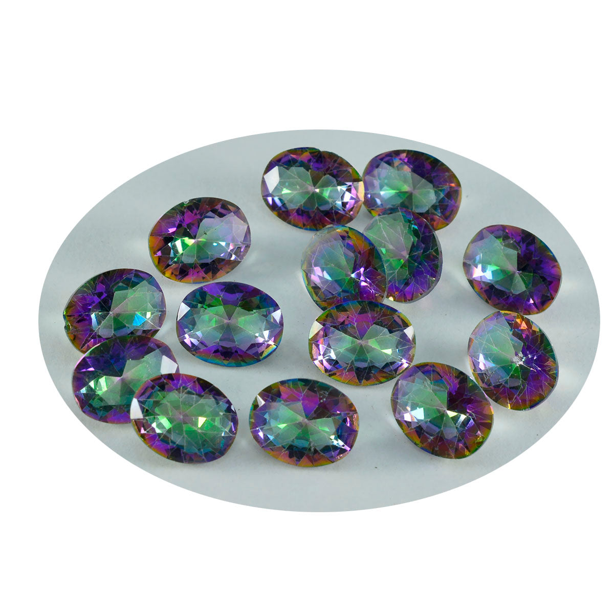 riyogems 1 st flerfärgad mystisk kvarts fasetterad 7x9 mm oval form vacker kvalitetspärla