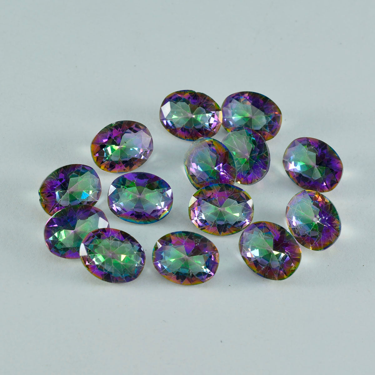 riyogems 1 st flerfärgad mystisk kvarts fasetterad 7x9 mm oval form vacker kvalitetspärla
