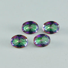 riyogems 1 pc quartz mystique multicolore à facettes 9x11 mm forme ovale jolie pierre de qualité