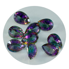 Riyogems 1 pièce de quartz mystique multicolore à facettes 10x14mm en forme de poire, gemme en vrac de qualité fantastique