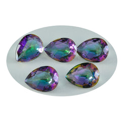 Riyogems 1PC Multi Color Mystic Quartz Faceted 12x16 mm Pear Shape startling Quality Loose Gems