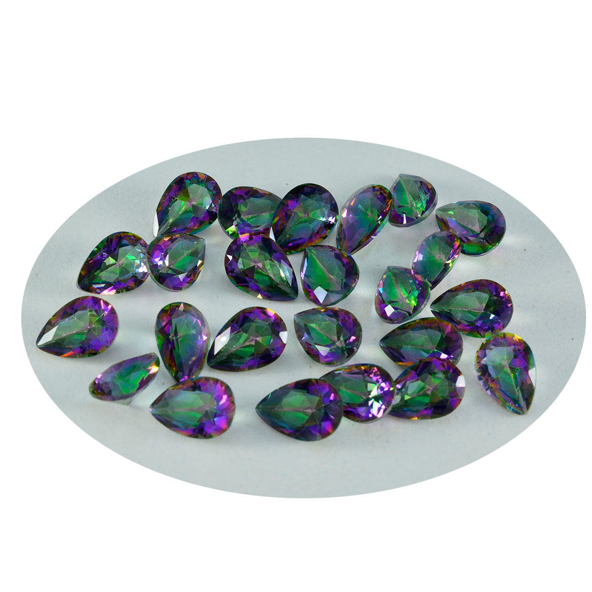 Riyogems 1pc quartz mystique multicolore à facettes 5x7mm forme de poire gemme de qualité étonnante