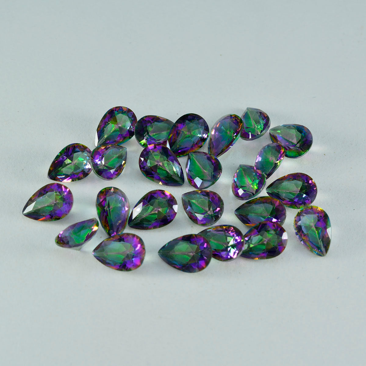 Riyogems 1pc quartz mystique multicolore à facettes 5x7mm forme de poire gemme de qualité étonnante