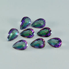 Riyogems 1PC Multi Color Mystic Quartz Faceted 6x9 mm Pear Shape lovely Quality Gems