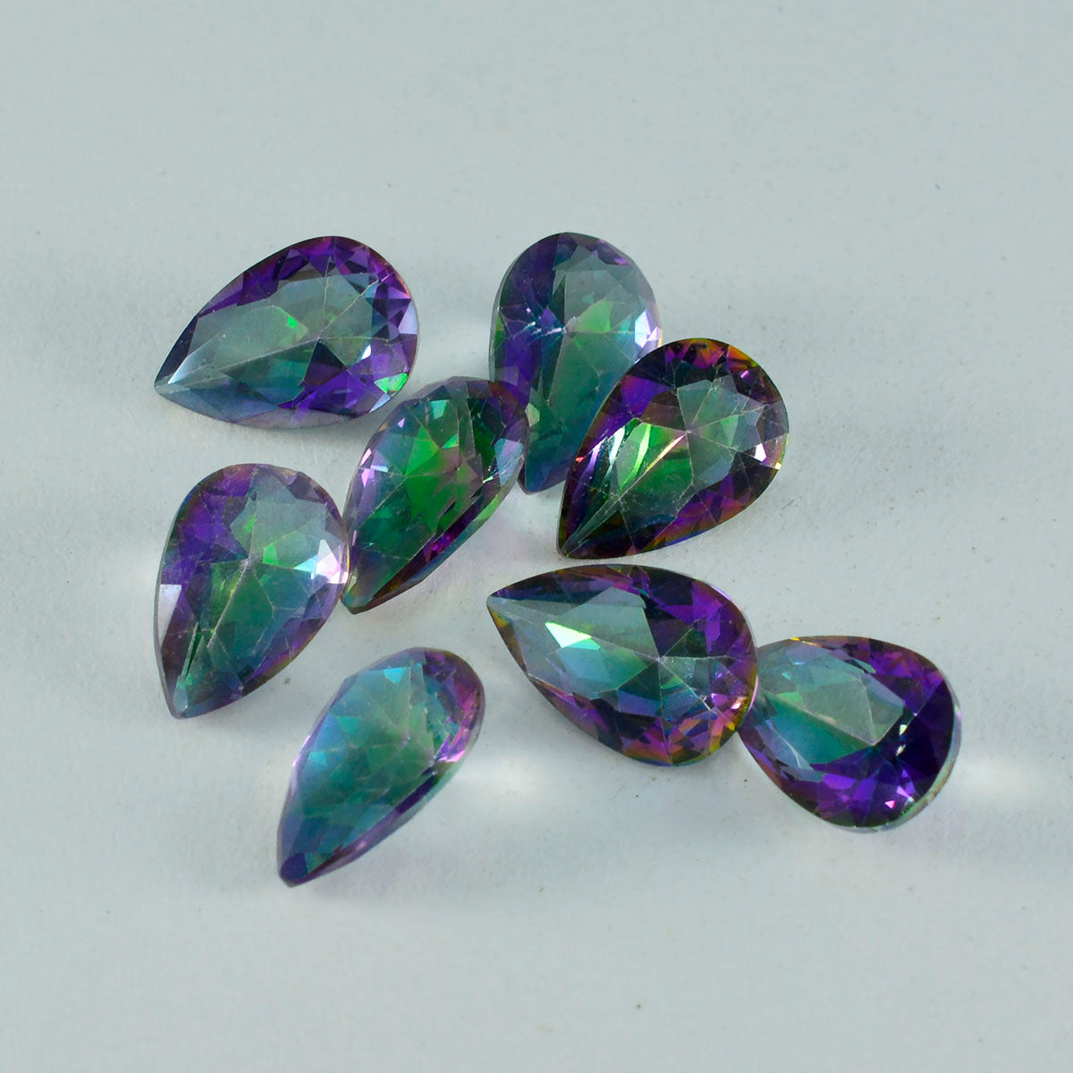 Riyogems 1pc quartz mystique multicolore à facettes 7x10mm forme de poire belle pierre de qualité