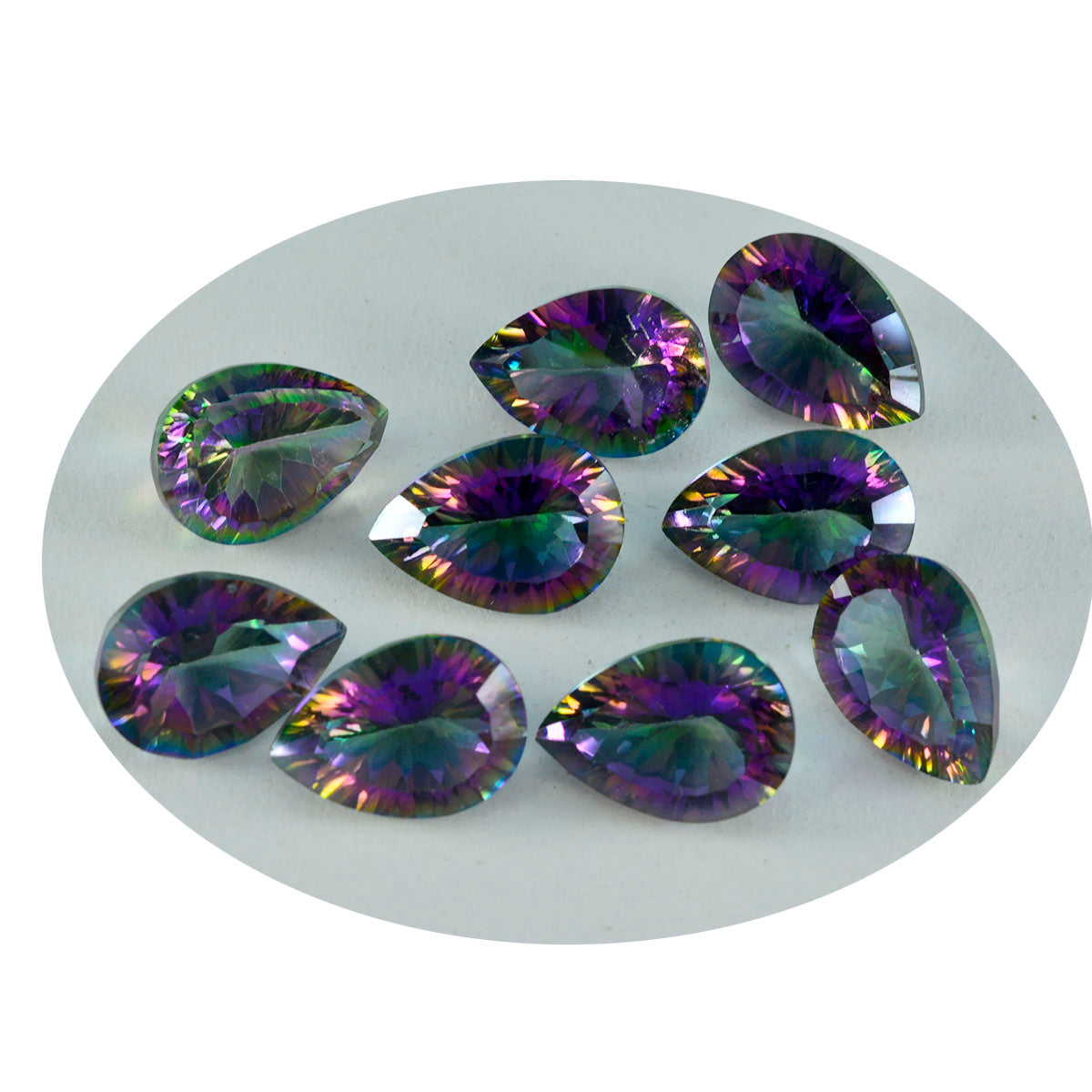 Riyogems 1pc quartz mystique multicolore à facettes 8x12mm forme de poire pierre précieuse de grande qualité