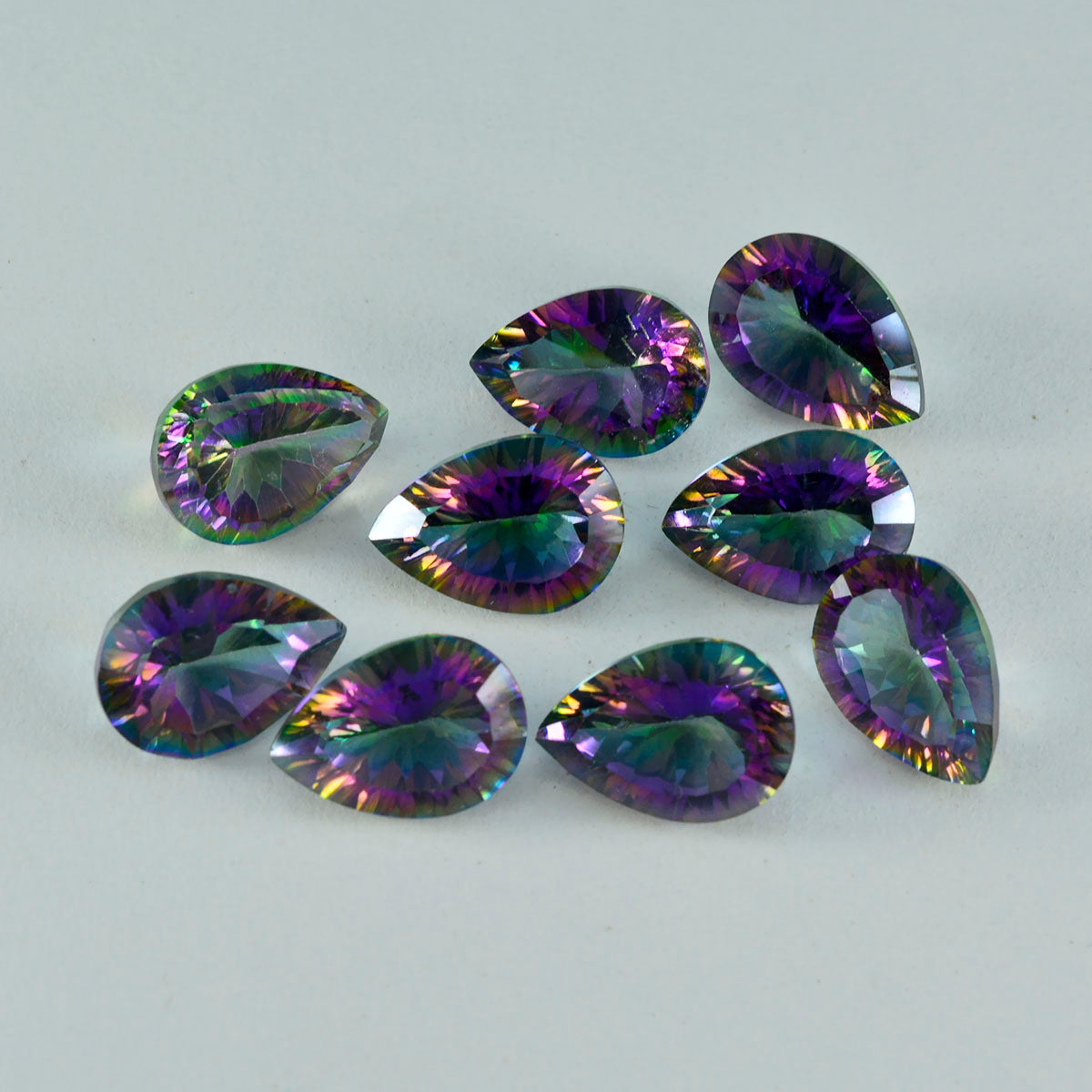 Riyogems 1pc quartz mystique multicolore à facettes 8x12mm forme de poire pierre précieuse de grande qualité