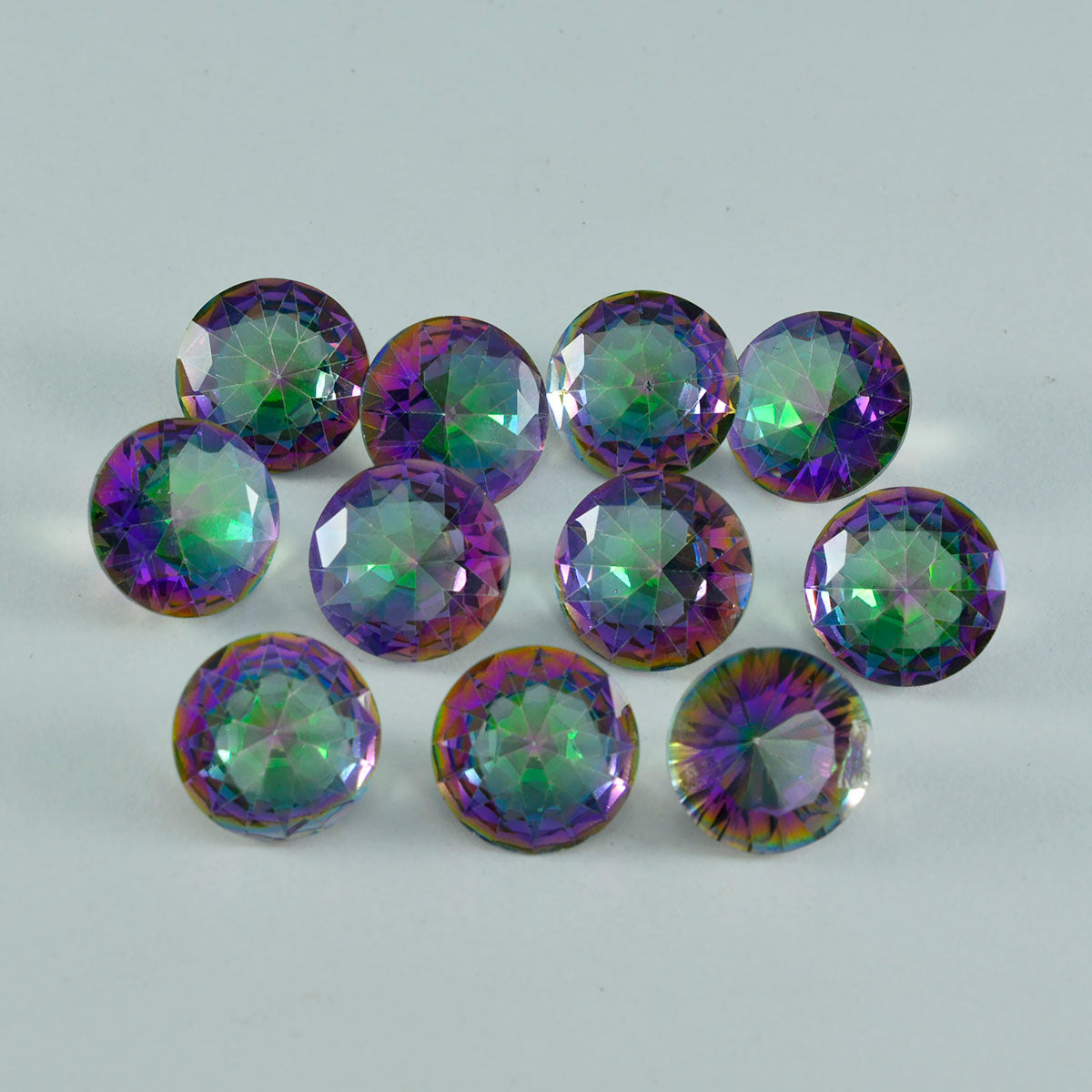 riyogems 1шт разноцветный мистический кварц ограненный 10х10 мм круглая форма качественные свободные драгоценные камни