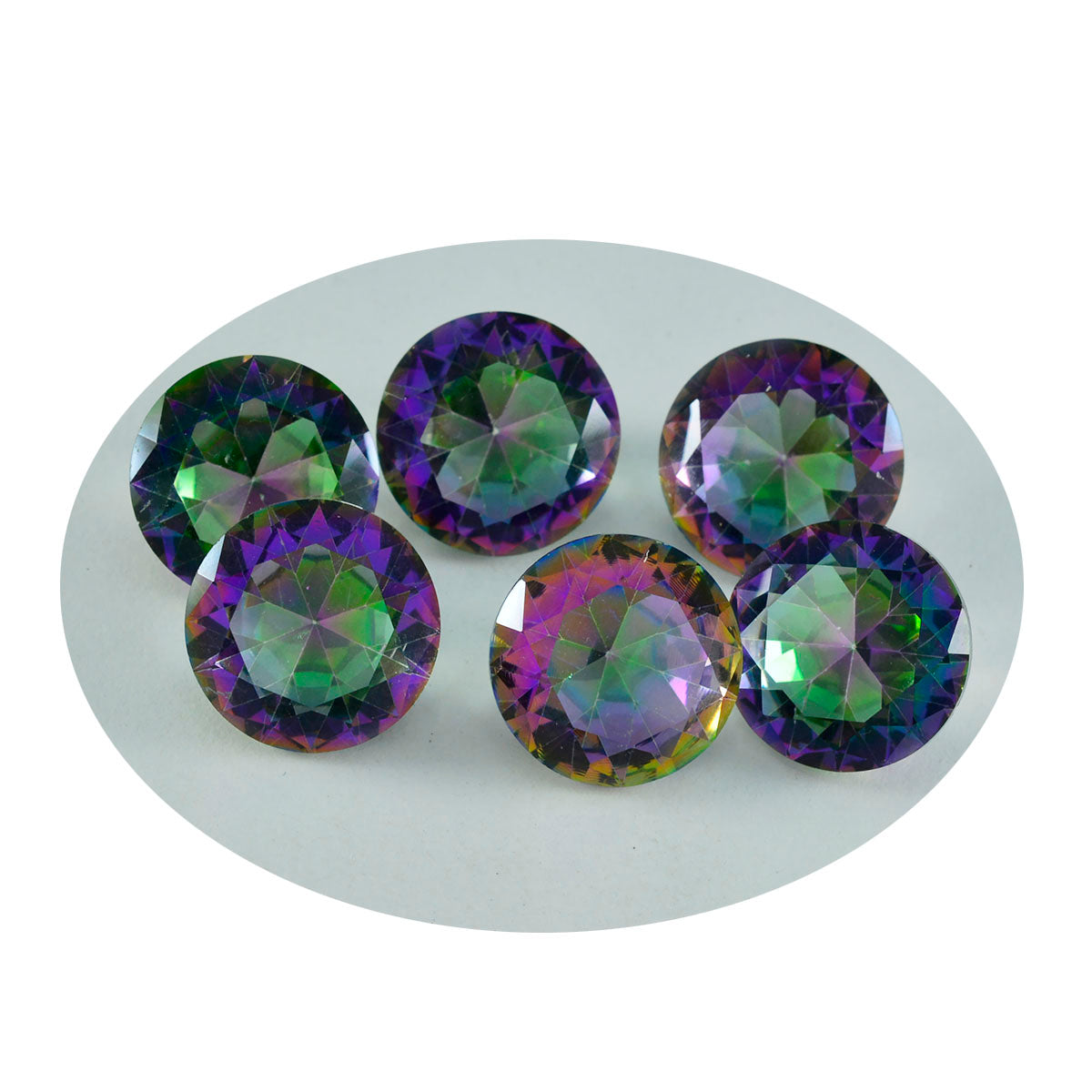 riyogems 1шт разноцветный мистический кварц ограненный 13х13 мм круглая форма + качество драгоценный камень