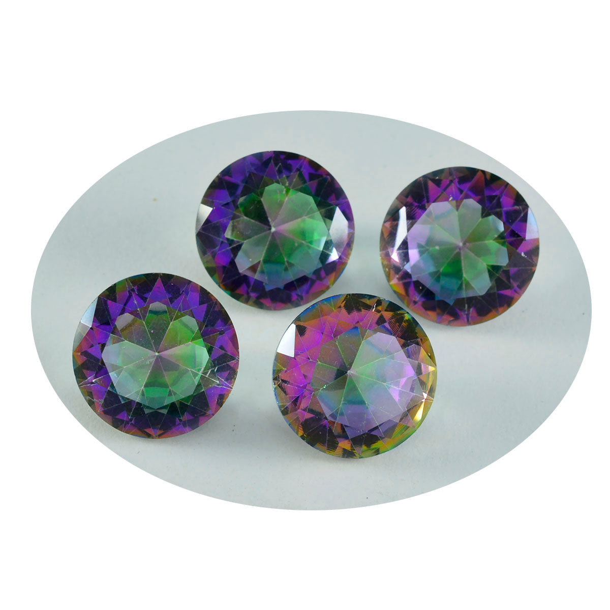 riyogems 1шт разноцветный мистический кварц ограненный 14x14 мм круглая форма +1 драгоценный камень качества