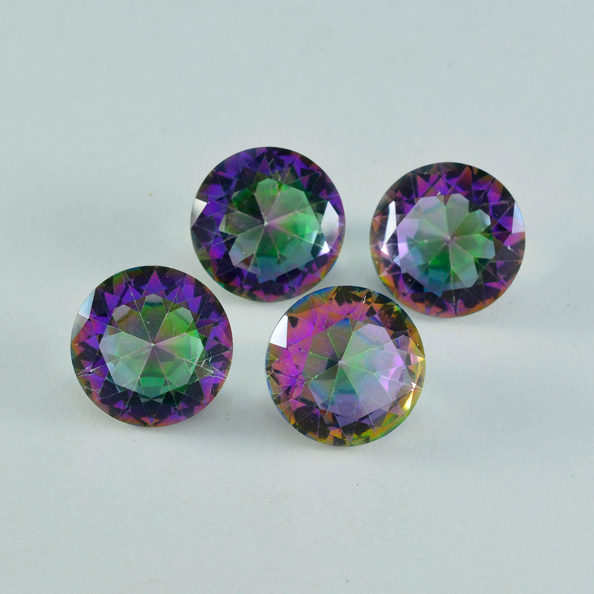 riyogems 1pz quarzo mistico multicolore sfaccettato 14x14 mm forma rotonda gemme di qualità a+1