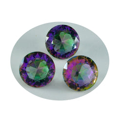 Riyogems 1 pièce de quartz mystique multicolore à facettes 15x15mm forme ronde pierre de qualité a1
