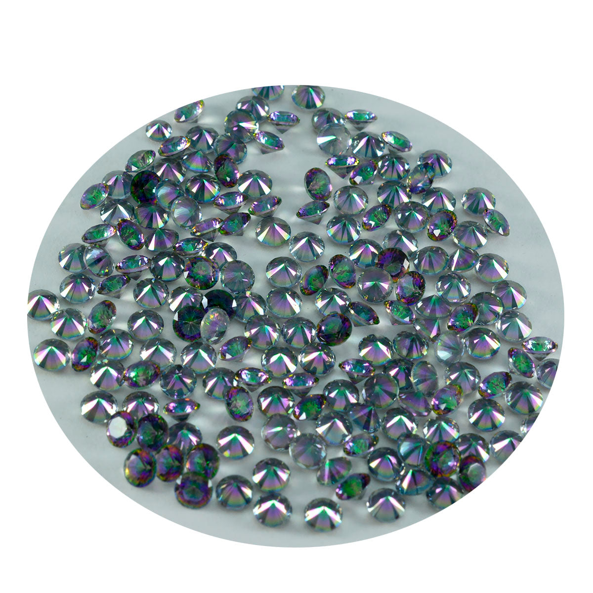 Riyogems 1 pièce de quartz mystique multicolore à facettes 3x3mm forme ronde pierre en vrac de merveilleuse qualité