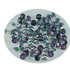 Riyogems 1pc quartz mystique multicolore à facettes 4x4mm forme ronde qualité douce pierre précieuse en vrac