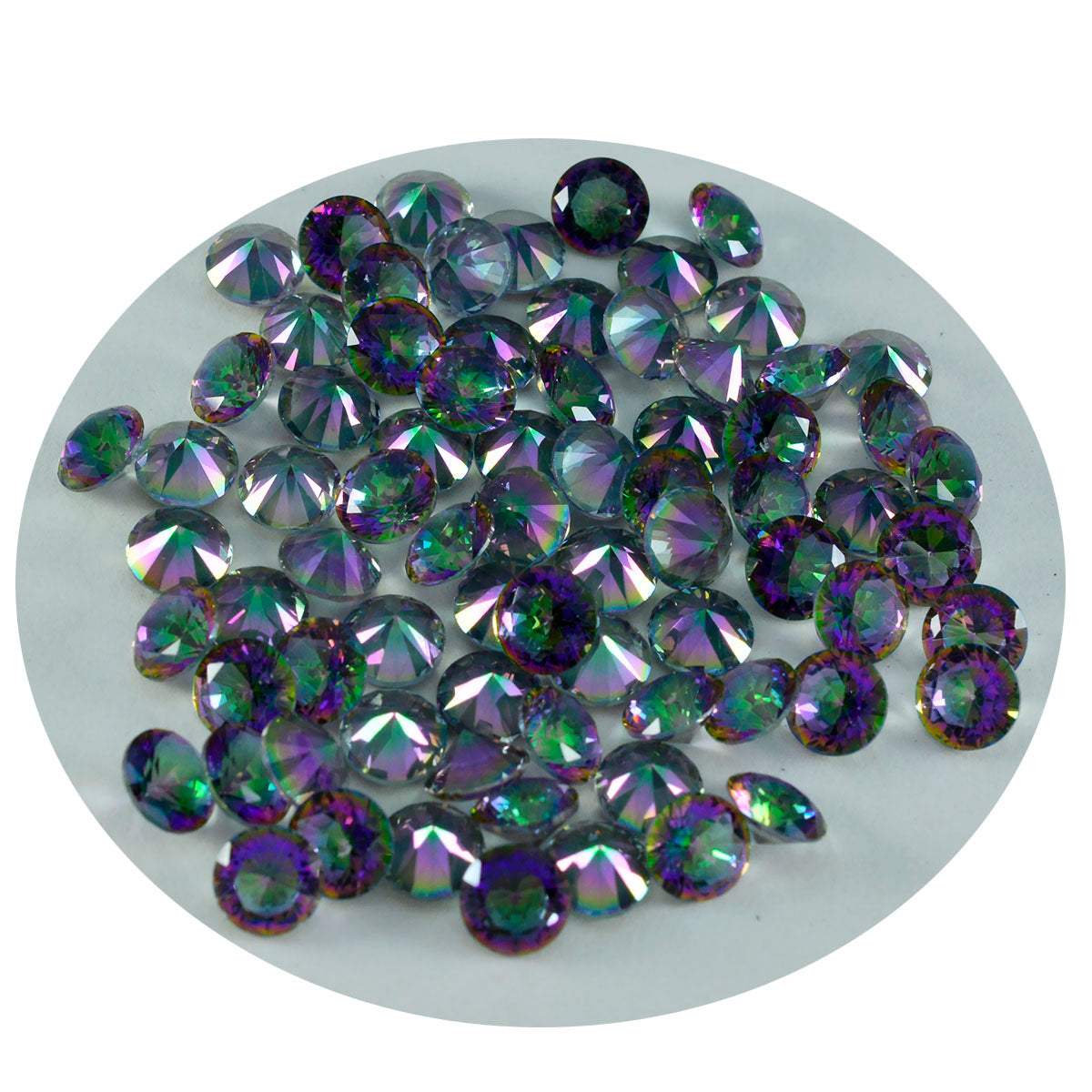 Riyogems 1 pièce de quartz mystique multicolore à facettes 5x5mm forme ronde gemme de superbe qualité
