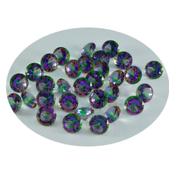 Riyogems 1PC Multi Color Mystic Quartz Faceted 6x6 mm Round Shape awesome Quality Gems