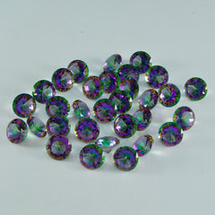 Riyogems 1PC Multi Color Mystic Quartz Faceted 6x6 mm Round Shape awesome Quality Gems