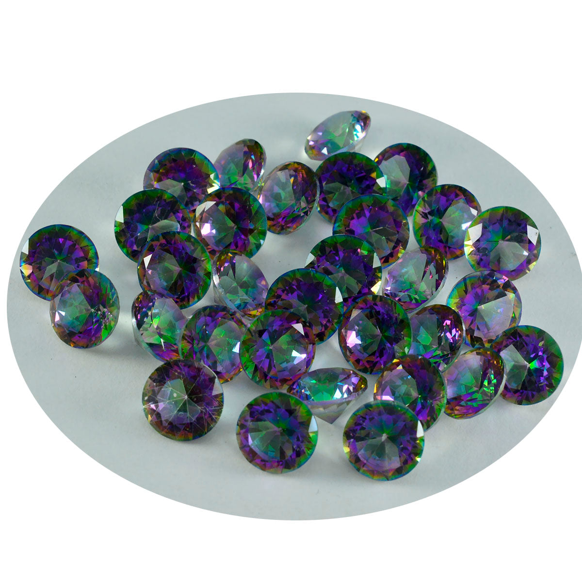 Riyogems 1 pièce quartz mystique multicolore à facettes 7x7mm forme ronde pierre de qualité beauté