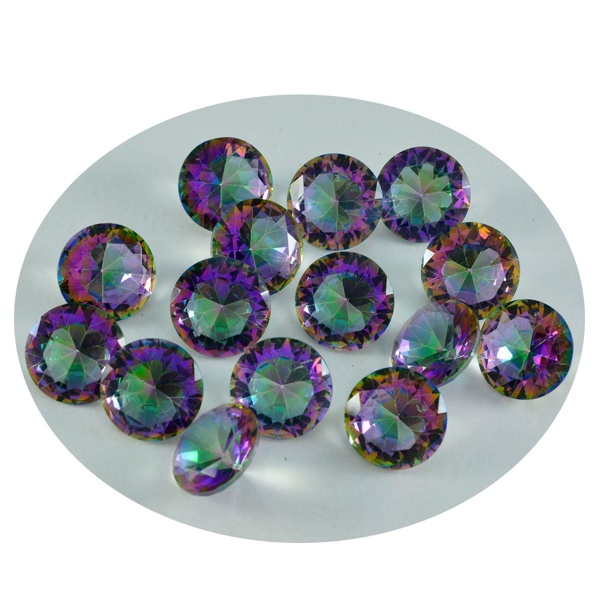 Riyogems 1PC Multi Color Mystic Quartz Faceted 8x8 mm Round Shape amazing Quality Gemstone