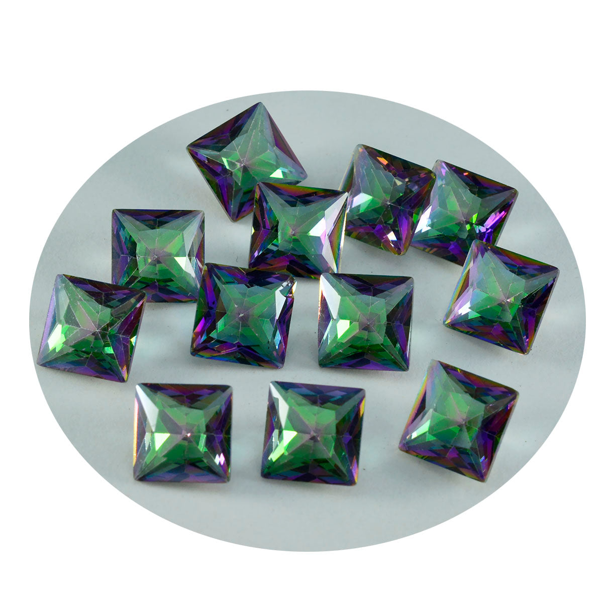 Riyogems 1PC Multi Color Mystic Quartz Faceted 10x10 mm Square Shape good-looking Quality Gems