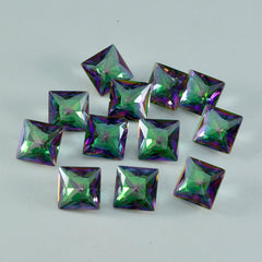 riyogems 1pc マルチカラー ミスティック クォーツ ファセット 10x10 mm 正方形の形状の見栄えの良い品質の宝石