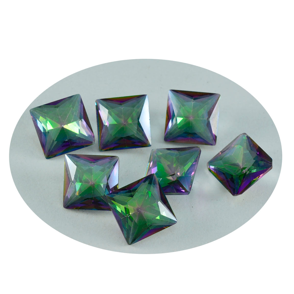 riyogems 1pc マルチカラー ミスティック クォーツ ファセット 12x12 mm 正方形の形状の優れた品質の宝石