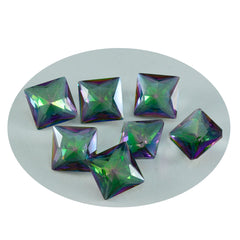 Riyogems 1 Stück mehrfarbiger mystischer Quarz, facettiert, 12 x 12 mm, quadratische Form, Edelstein von ausgezeichneter Qualität