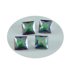 riyogems 1 pezzo di quarzo mistico multicolore sfaccettato 13x13 mm di forma quadrata, gemma sfusa di ottima qualità
