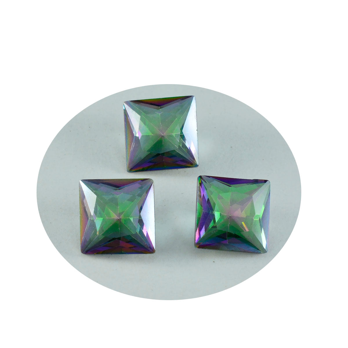 Riyogems, 1 pieza, cuarzo místico multicolor facetado, 14x14mm, forma cuadrada, gemas sueltas de calidad asombrosa