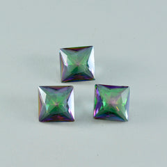 riyogems 1 pz quarzo mistico multicolore sfaccettato 14x14 mm forma quadrata gemme sfuse di qualità sorprendente