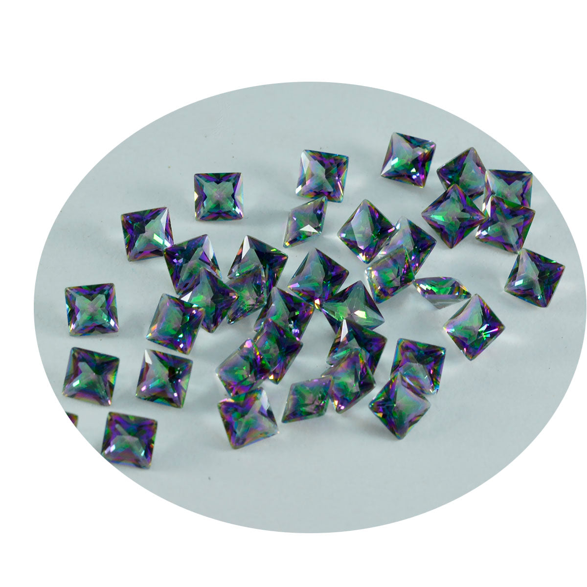 riyogems 1 pezzo di quarzo mistico multicolore sfaccettato 4x4 mm di forma quadrata, pietra preziosa di buona qualità