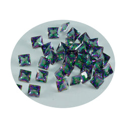 Riyogems 1pc quartz mystique multicolore à facettes 5x5mm forme carrée belle qualité gemme en vrac
