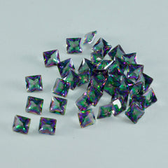 riyogems 1st flerfärgad mystic quartz facetterad 5x5 mm fyrkantig form fin kvalitet lös pärla