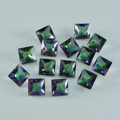 Riyogems, 1 pieza, cuarzo místico multicolor facetado, 6x6mm, forma cuadrada, gemas sueltas de hermosa calidad