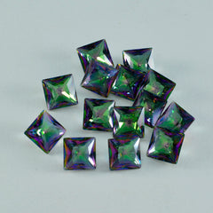 Riyogems 1PC Multi Color Mystic Quartz Faceted 7x7 mm Square Shape attractive Quality Loose Stone