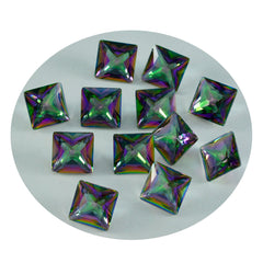riyogems 1 pezzo di quarzo mistico multicolore sfaccettato 8x8 mm di forma quadrata, pietra preziosa sfusa di ottima qualità