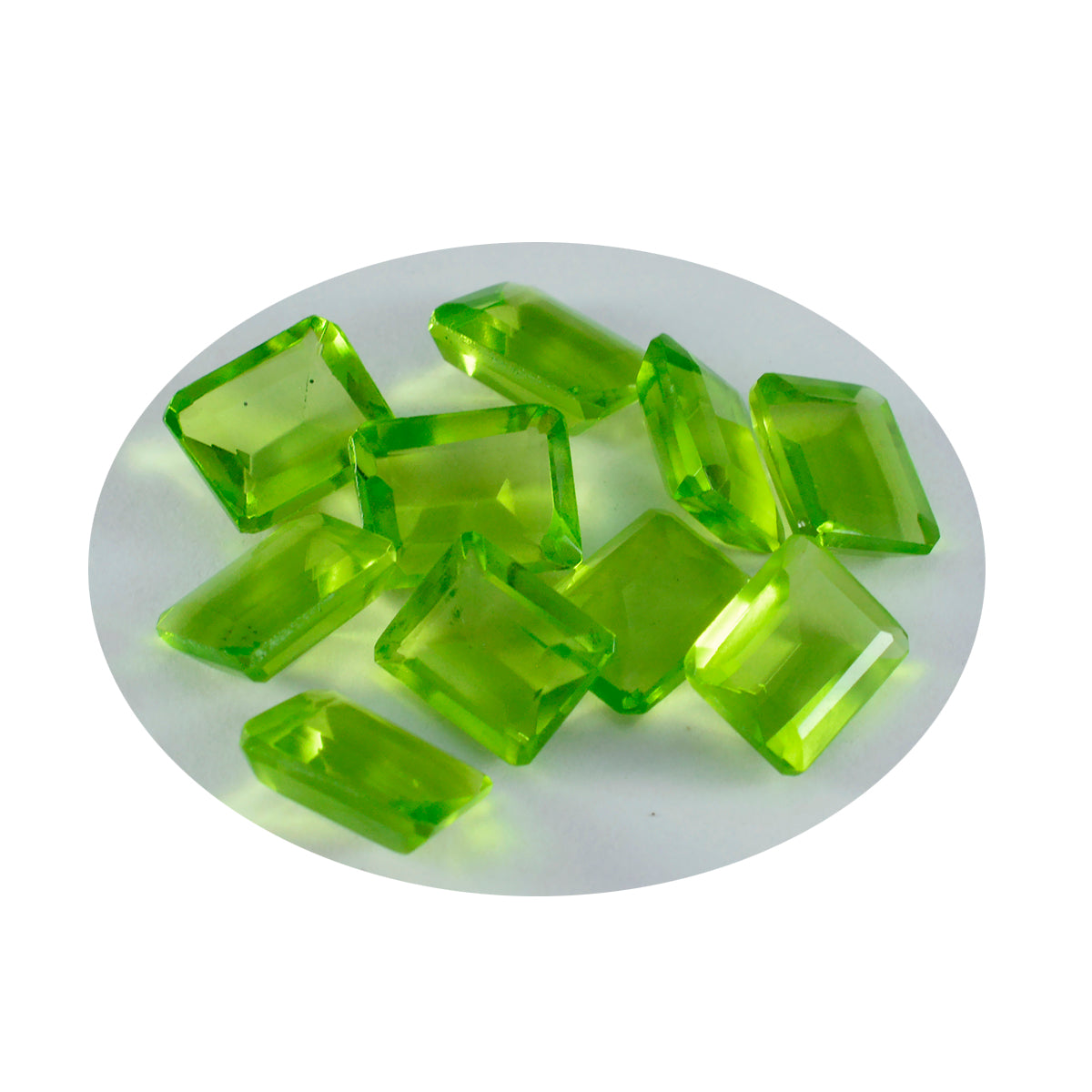 Riyogems 1PC Green Peridot CZ Faceted 5x7 mm Octagon Shape fantastic Quality Gems