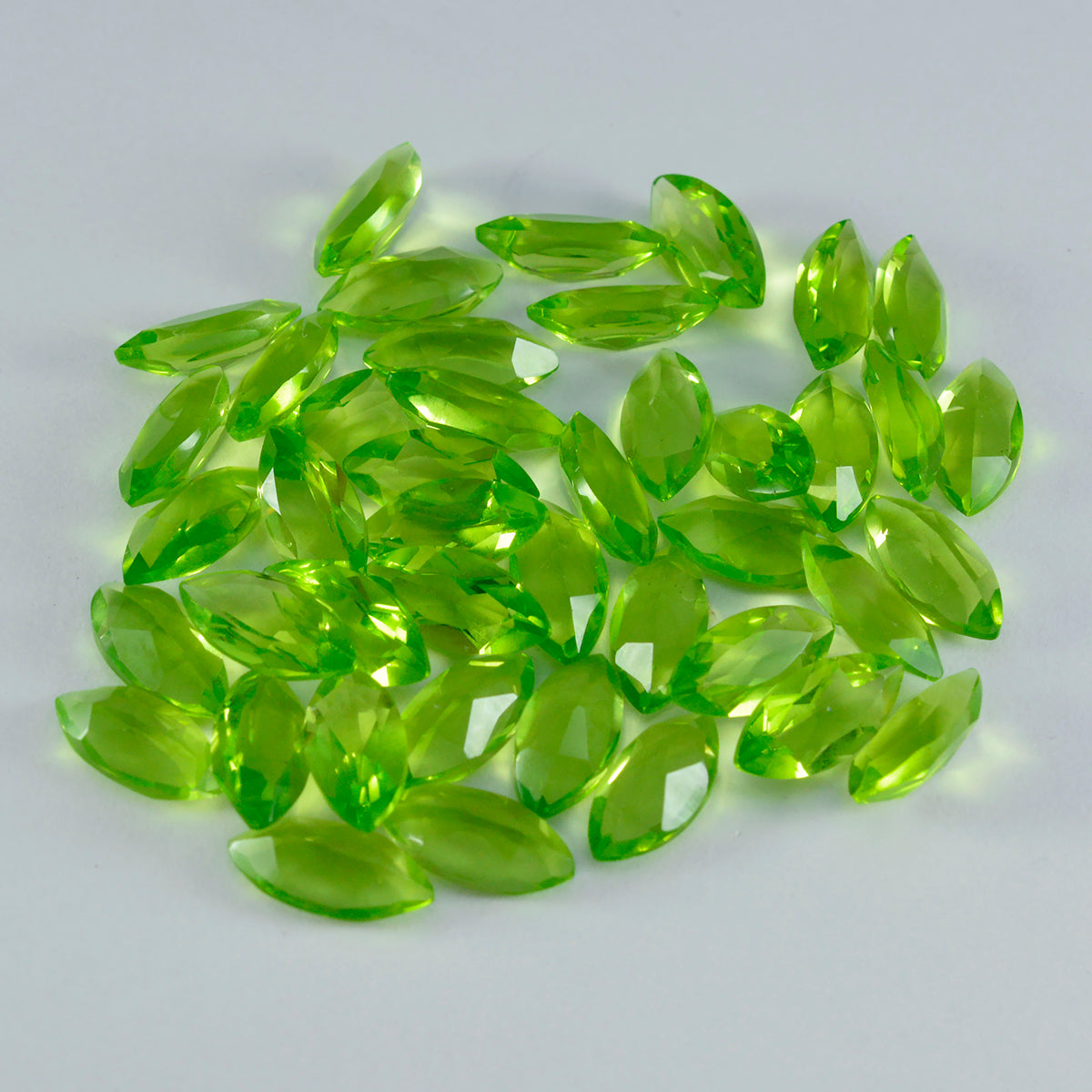 Riyogems 1PC Green Peridot CZ Faceted 4x8 mm Marquise Shape AAA Quality Loose Gem