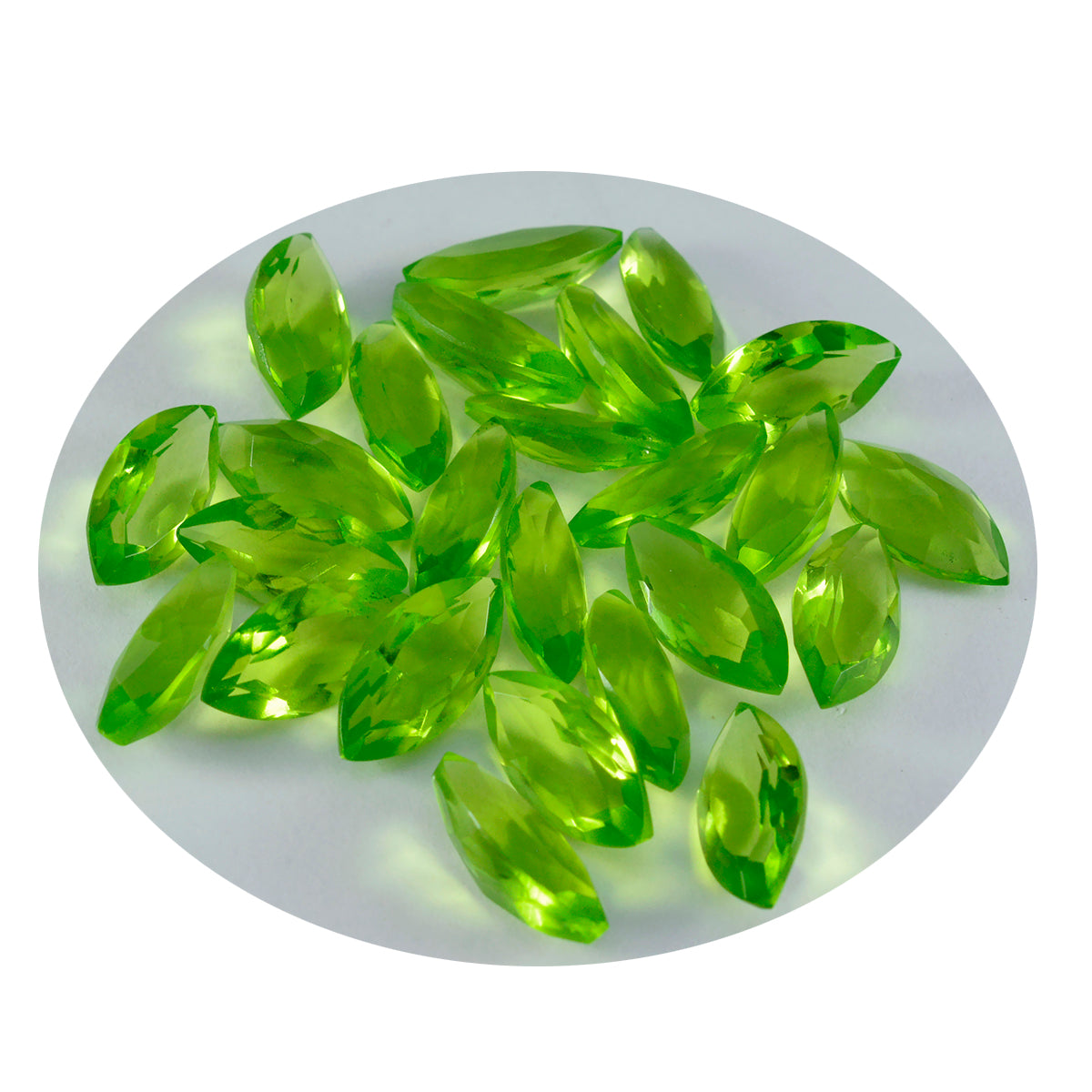 riyogems 1 st grön peridot cz facetterad 5x10 mm markis form a+ kvalitet lösa ädelstenar