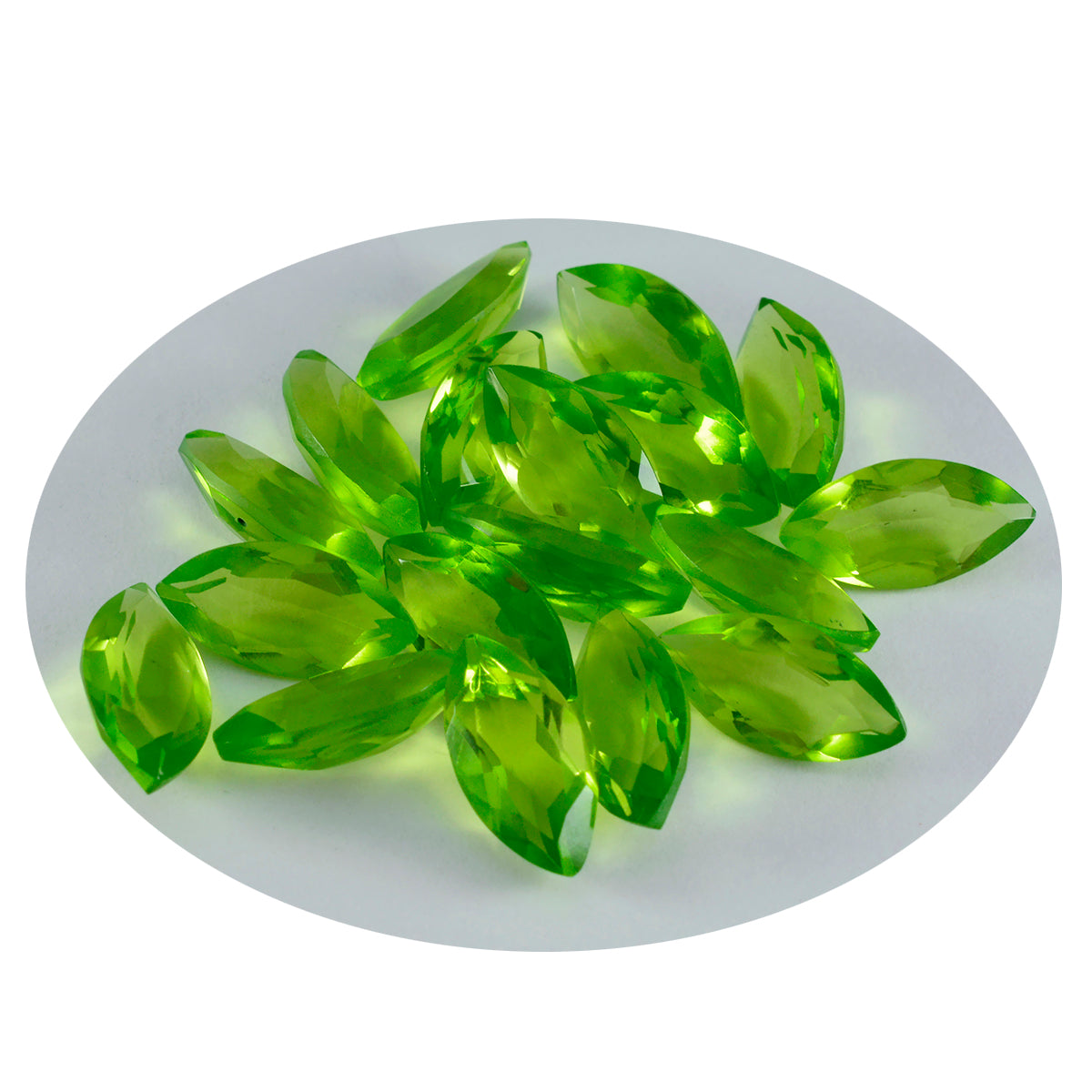 riyogems 1 st grön peridot cz fasetterad 7x14 mm markis form a1 kvalitet lös ädelsten