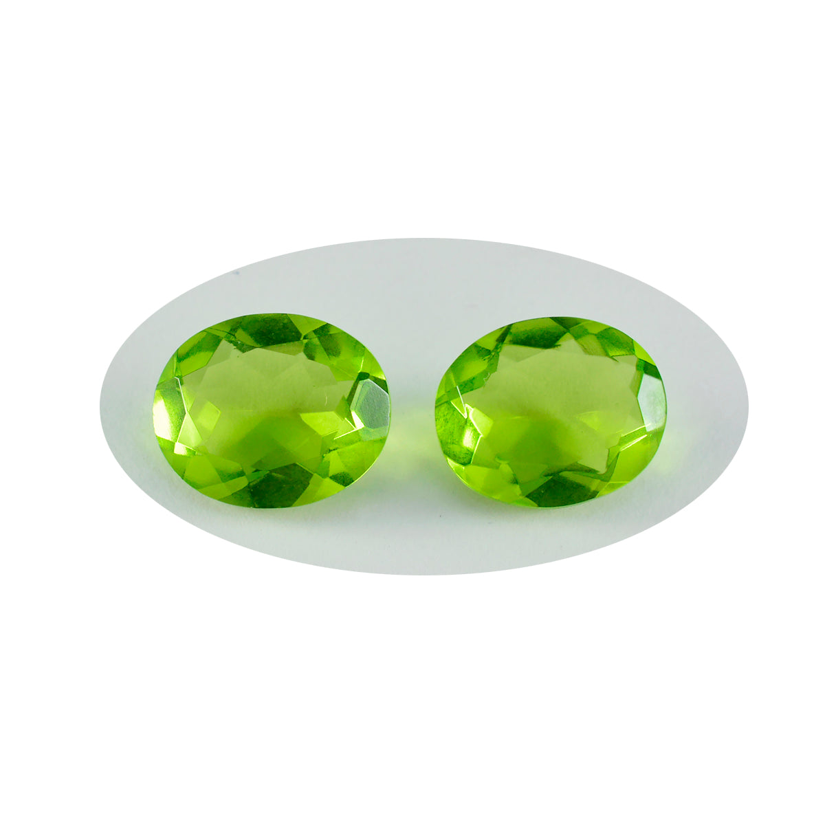 Riyogems 1PC Green Peridot CZ Faceted 10x14 mm Oval Shape lovely Quality Gemstone