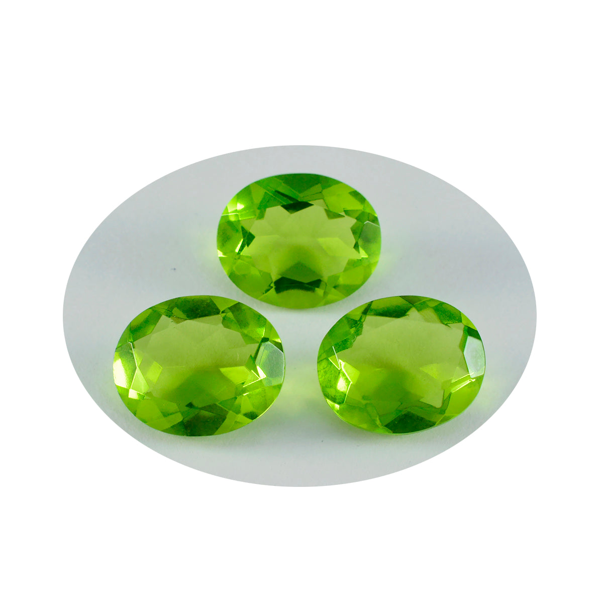 riyogems 1pc グリーン ペリドット CZ ファセット 12x16 mm 楕円形のハンサムな品質のルース宝石