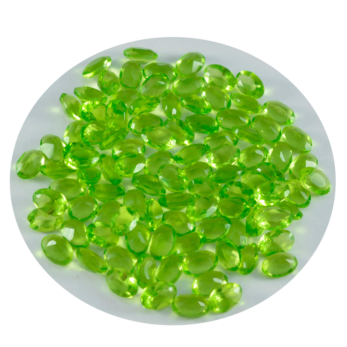 Riyogems 1PC Green Peridot CZ Faceted 3x5 mm Oval Shape attractive Quality Gemstone